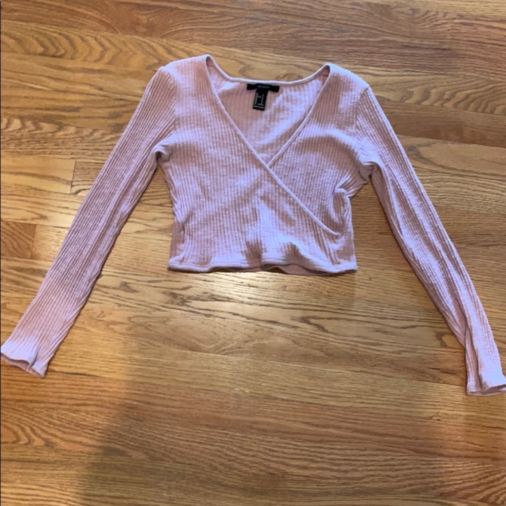 Pink long sleeve crop top